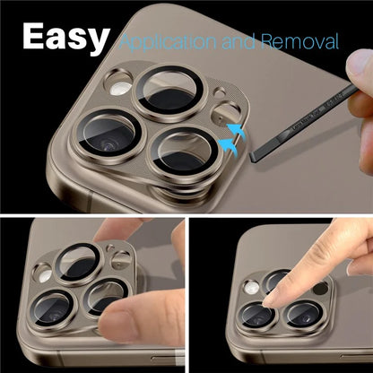 NORTHJO For iPhone 16 Pro Max / 16 Pro Integrated Camera Lens Protector CD Vein Metal Frame + Tempered Glass Lens Film