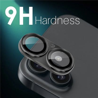NORTHJO For iPhone 16 Plus / 16 Integrated Camera Lens Protector CD Vein Metal Frame + Tempered Glass Lens Film