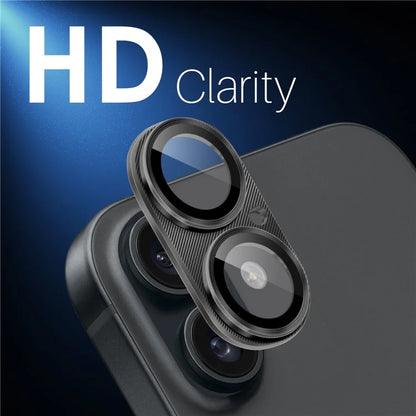 NORTHJO For iPhone 16 Plus / 16 Integrated Camera Lens Protector CD Vein Metal Frame + Tempered Glass Lens Film