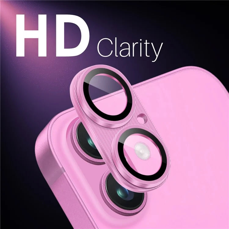 NORTHJO For iPhone 16 Plus / 16 Integrated Camera Lens Protector CD Vein Metal Frame + Tempered Glass Lens Film