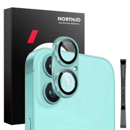 NORTHJO For iPhone 16 Plus / 16 Integrated Camera Lens Protector CD Vein Metal Frame + Tempered Glass Lens Film