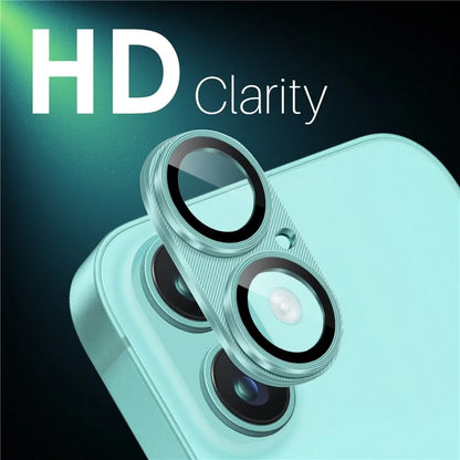 NORTHJO For iPhone 16 Plus / 16 Integrated Camera Lens Protector CD Vein Metal Frame + Tempered Glass Lens Film