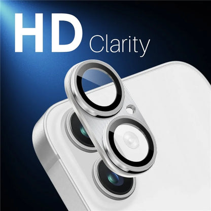 NORTHJO For iPhone 16 Plus / 16 Integrated Camera Lens Protector CD Vein Metal Frame + Tempered Glass Lens Film