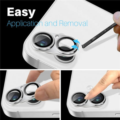 NORTHJO For iPhone 16 Plus / 16 Integrated Camera Lens Protector CD Vein Metal Frame + Tempered Glass Lens Film