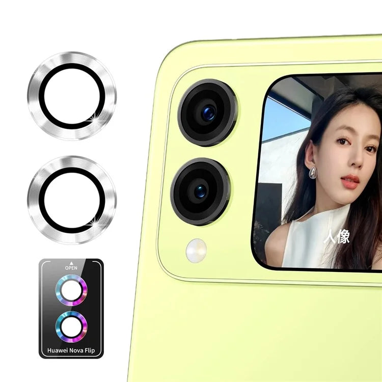 ENKAY HAT PRINCE 1Set For Huawei nova Flip 5G Camera Lens Protector Metal Ring Lens Film