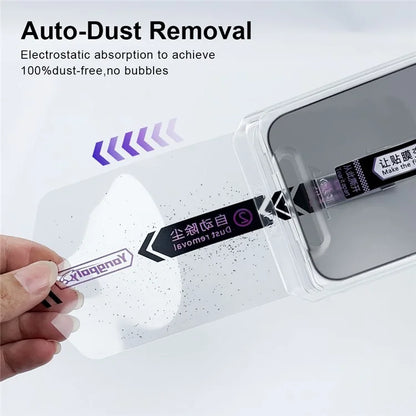 YONGPOLY For iPhone 16 Pro Max Tempered Glass Silk Printing HD Clear Screen Protector with Dust-Proof Net