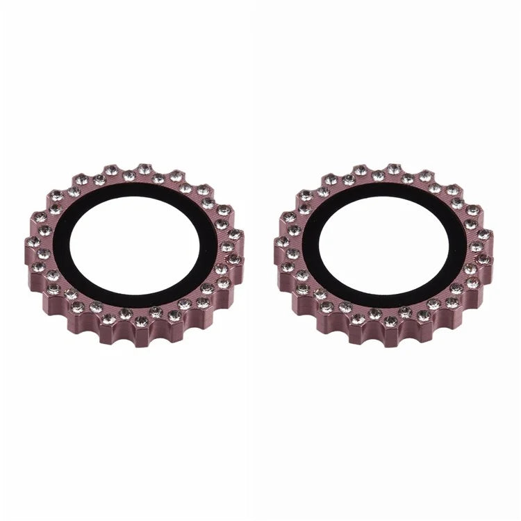 2Pcs / Set For iPhone 16 / 16 Plus Camera Lens Protector Gear Shape Rhinestone Decor Corning Gorilla Glass Lens Film