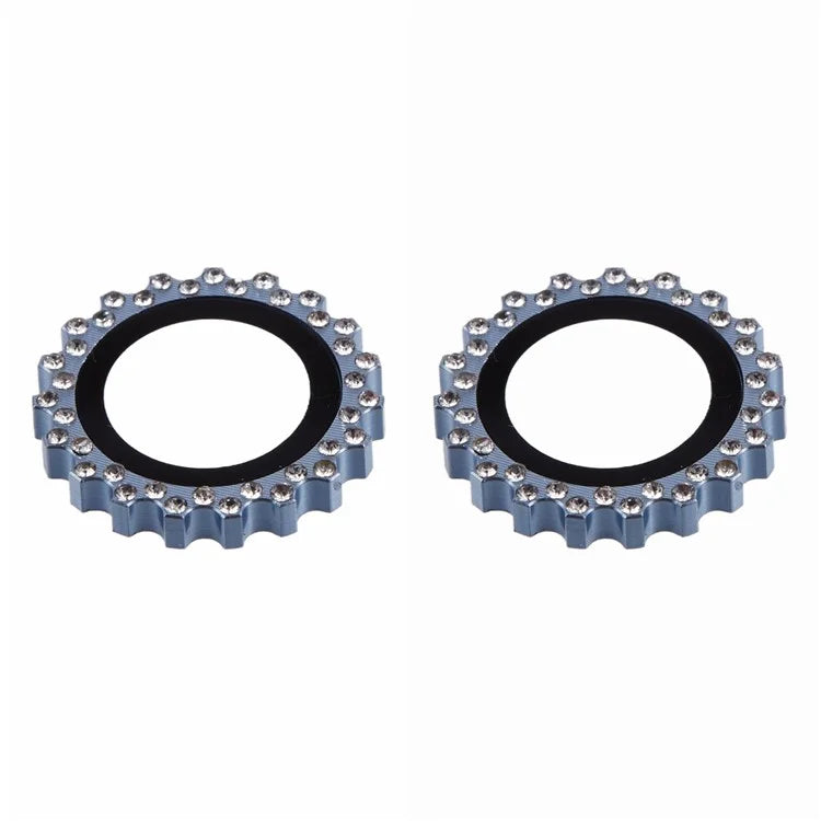 2Pcs / Set For iPhone 16 / 16 Plus Camera Lens Protector Gear Shape Rhinestone Decor Corning Gorilla Glass Lens Film