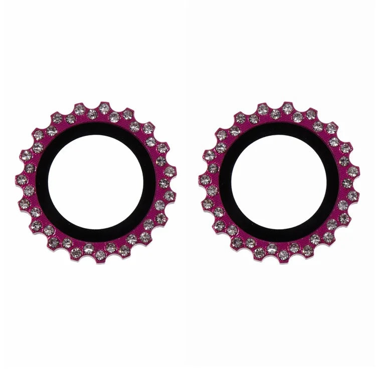 2Pcs / Set For iPhone 16 / 16 Plus Camera Lens Protector Gear Shape Rhinestone Decor Corning Gorilla Glass Lens Film