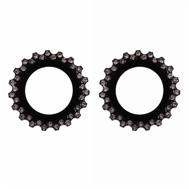 2Pcs / Set For iPhone 16 / 16 Plus Camera Lens Protector Gear Shape Rhinestone Decor Corning Gorilla Glass Lens Film