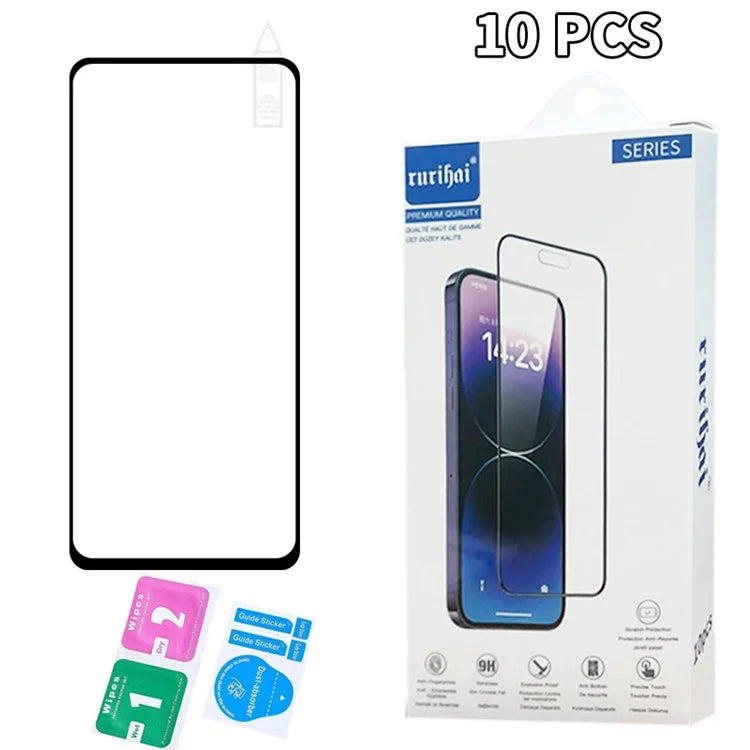 RURIHAI 10Pcs For Oppo A3x 5G / A3x Vitality Edition High Aluminium-Silicon Glass Film 0.26mm 2.5D Secondary Hardening Screen Protector