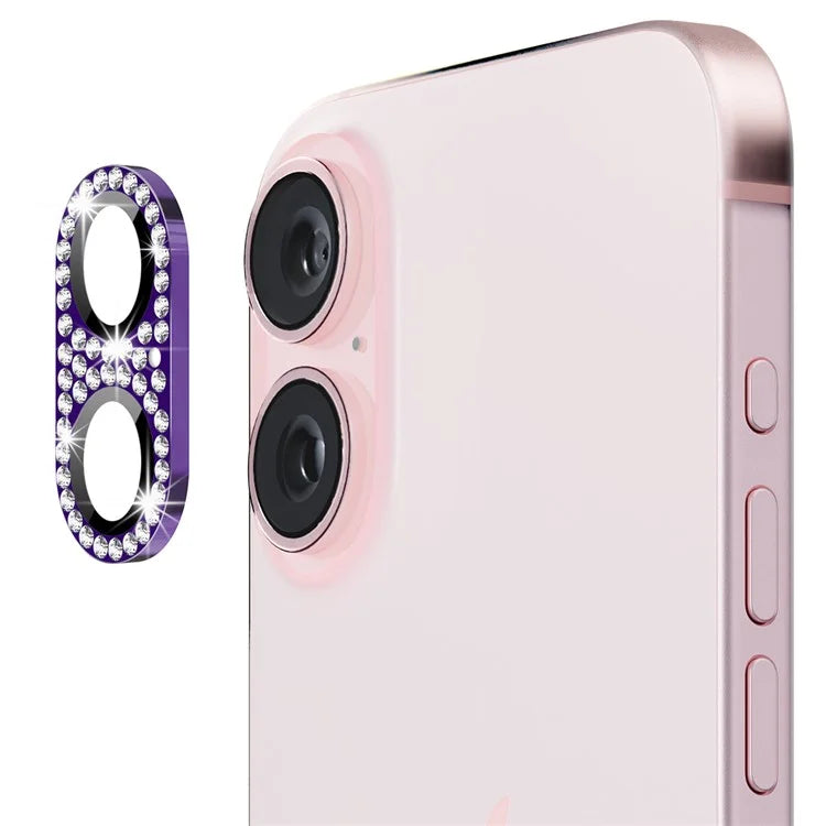 ENKAY HAT PRINCE For iPhone 16 /  16 Plus Camera Lens Protector Rhinestone Decor Metal+Tempered Glass Lens Film