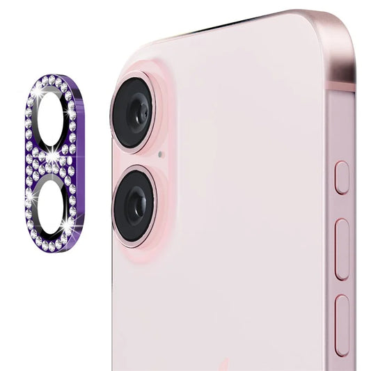 ENKAY HAT PRINCE For iPhone 16 /  16 Plus Camera Lens Protector Rhinestone Decor Metal+Tempered Glass Lens Film