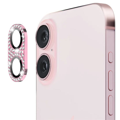 ENKAY HAT PRINCE For iPhone 16 /  16 Plus Camera Lens Protector Rhinestone Decor Metal+Tempered Glass Lens Film