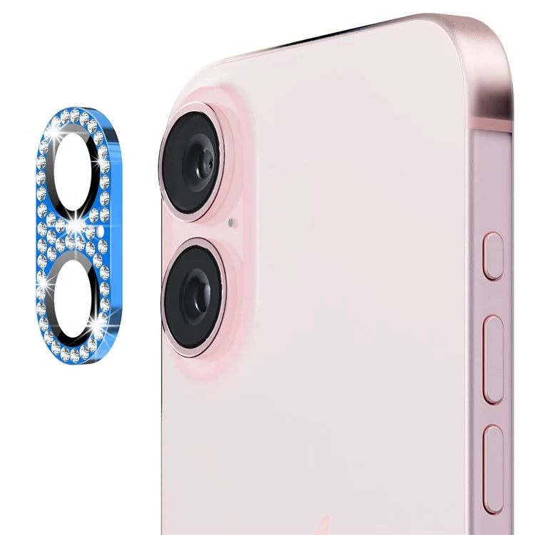 ENKAY HAT PRINCE For iPhone 16 /  16 Plus Camera Lens Protector Rhinestone Decor Metal+Tempered Glass Lens Film