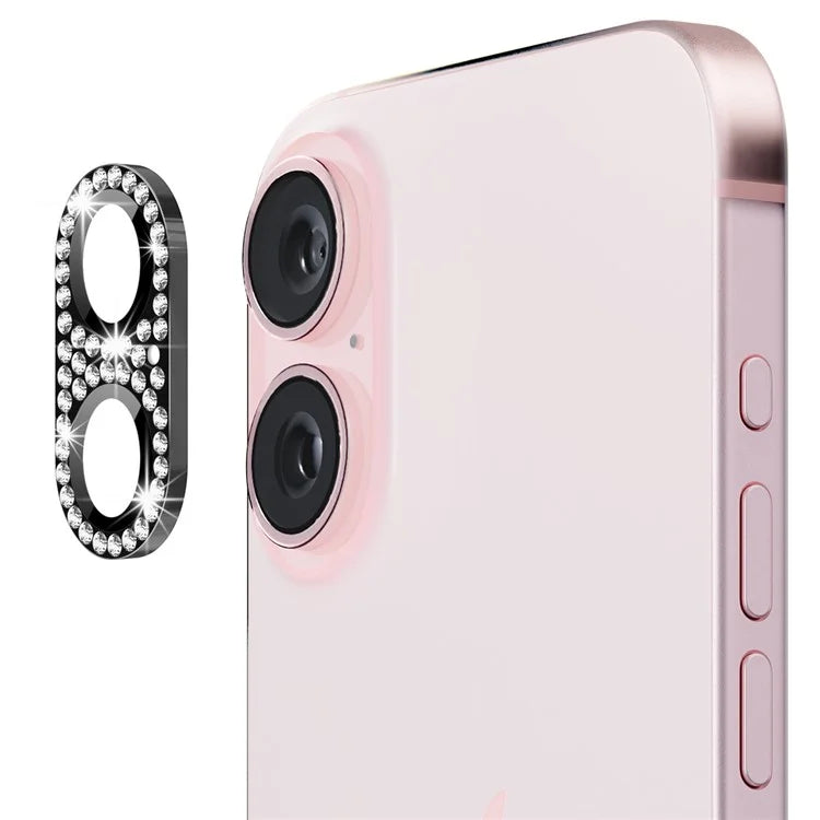 ENKAY HAT PRINCE For iPhone 16 /  16 Plus Camera Lens Protector Rhinestone Decor Metal+Tempered Glass Lens Film