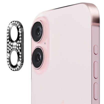 ENKAY HAT PRINCE For iPhone 16 /  16 Plus Camera Lens Protector Rhinestone Decor Metal+Tempered Glass Lens Film