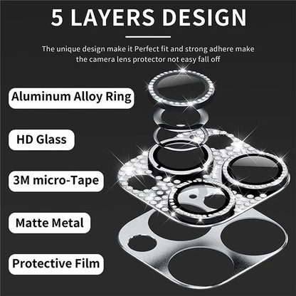 ENKAY HAT PRINCE For iPhone 16 /  16 Plus Camera Lens Protector Rhinestone Decor Metal+Tempered Glass Lens Film