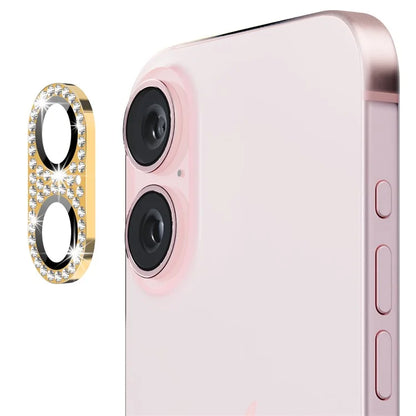 ENKAY HAT PRINCE For iPhone 16 /  16 Plus Camera Lens Protector Rhinestone Decor Metal+Tempered Glass Lens Film