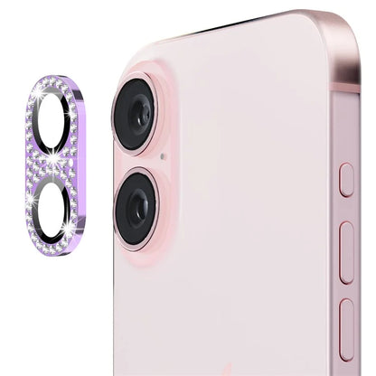ENKAY HAT PRINCE For iPhone 16 /  16 Plus Camera Lens Protector Rhinestone Decor Metal+Tempered Glass Lens Film
