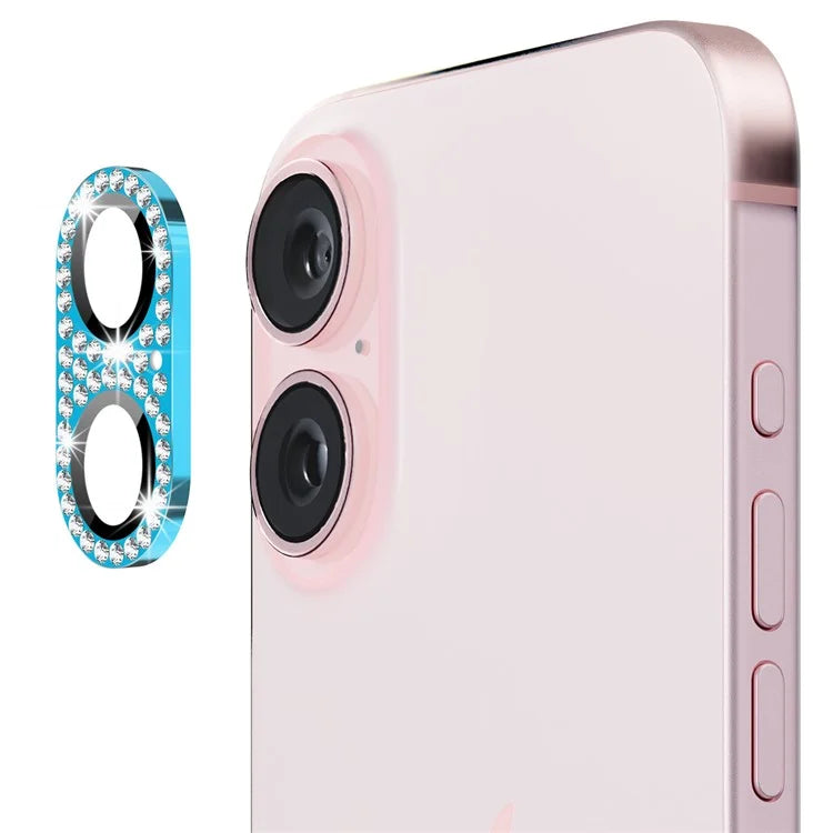 ENKAY HAT PRINCE For iPhone 16 /  16 Plus Camera Lens Protector Rhinestone Decor Metal+Tempered Glass Lens Film
