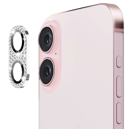 ENKAY HAT PRINCE For iPhone 16 /  16 Plus Camera Lens Protector Rhinestone Decor Metal+Tempered Glass Lens Film