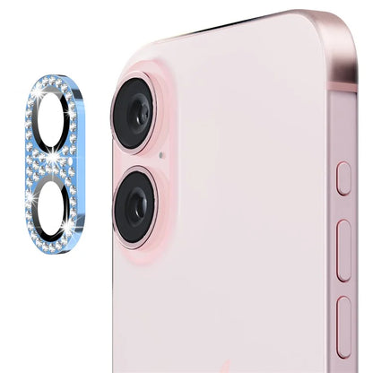 ENKAY HAT PRINCE For iPhone 16 /  16 Plus Camera Lens Protector Rhinestone Decor Metal+Tempered Glass Lens Film
