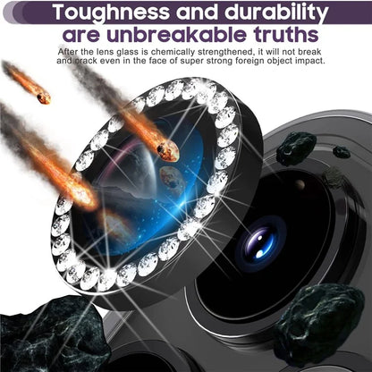 1Set For iPhone 16 Pro / 16 Pro Max Camera Lens Protector Tempered Glass+Metal Ring Rhinestone Lens Film