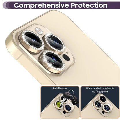 1Set For iPhone 16 Pro / 16 Pro Max Camera Lens Protector Tempered Glass+Metal Ring Rhinestone Lens Film