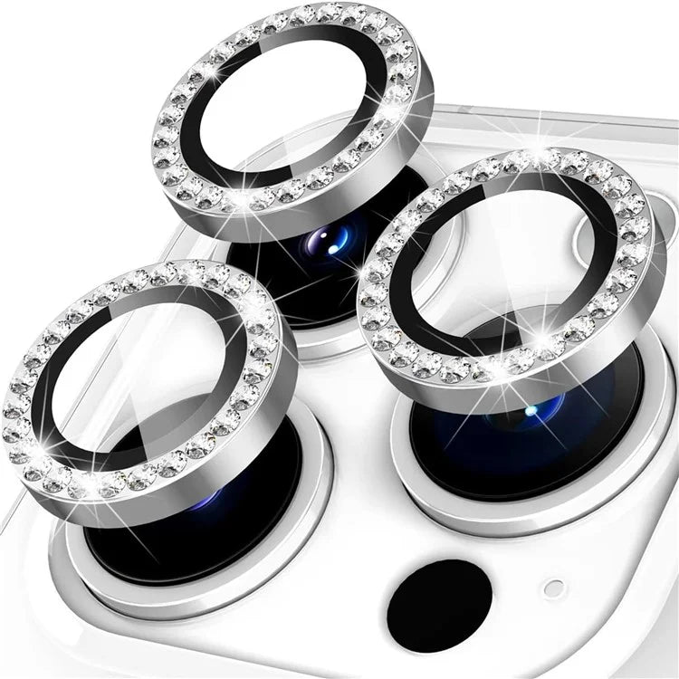 1Set For iPhone 16 Pro / 16 Pro Max Camera Lens Protector Tempered Glass+Metal Ring Rhinestone Lens Film