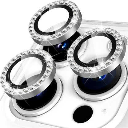 1Set For iPhone 16 Pro / 16 Pro Max Camera Lens Protector Tempered Glass+Metal Ring Rhinestone Lens Film