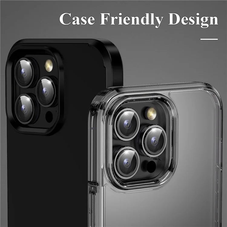 1Set For iPhone 16 Pro / 16 Pro Max Camera Lens Film Tempered Glass CD Vein Metal Ring Rear Lens Protector