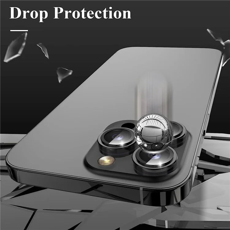 1Set For iPhone 16 Pro / 16 Pro Max Camera Lens Film Tempered Glass CD Vein Metal Ring Rear Lens Protector