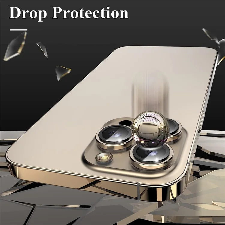 1Set For iPhone 16 Pro / 16 Pro Max Camera Lens Film Tempered Glass CD Vein Metal Ring Rear Lens Protector