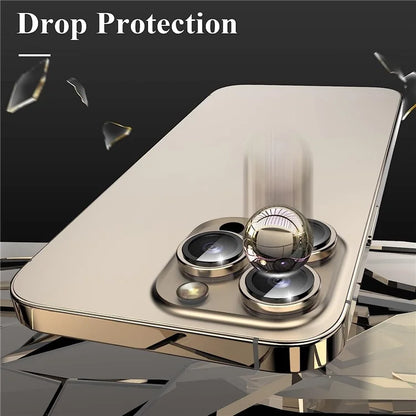 1Set For iPhone 16 Pro / 16 Pro Max Camera Lens Film Tempered Glass CD Vein Metal Ring Rear Lens Protector