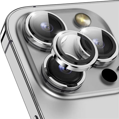 1Set For iPhone 16 Pro / 16 Pro Max Camera Lens Film Tempered Glass CD Vein Metal Ring Rear Lens Protector