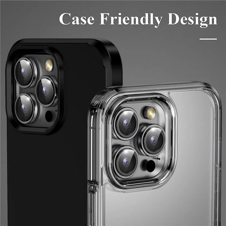 1Set For iPhone 16 Pro / 16 Pro Max Camera Lens Film Tempered Glass CD Vein Metal Ring Rear Lens Protector