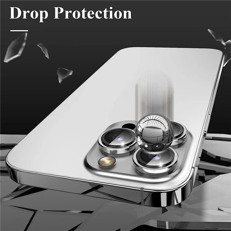 1Set For iPhone 16 Pro / 16 Pro Max Camera Lens Film Tempered Glass CD Vein Metal Ring Rear Lens Protector