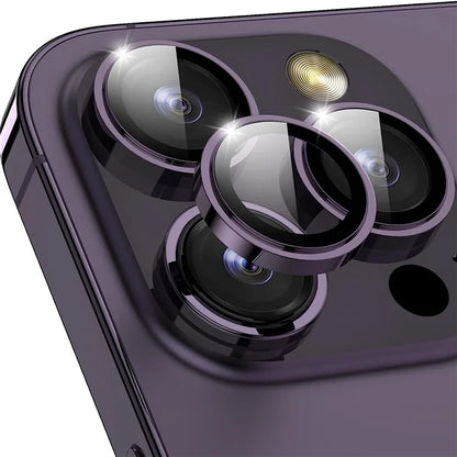 1Set For iPhone 16 Pro / 16 Pro Max Camera Lens Film Tempered Glass CD Vein Metal Ring Rear Lens Protector