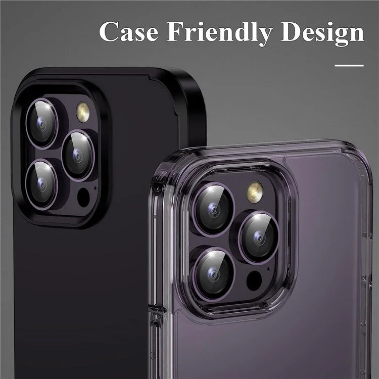 1Set For iPhone 16 Pro / 16 Pro Max Camera Lens Film Tempered Glass CD Vein Metal Ring Rear Lens Protector