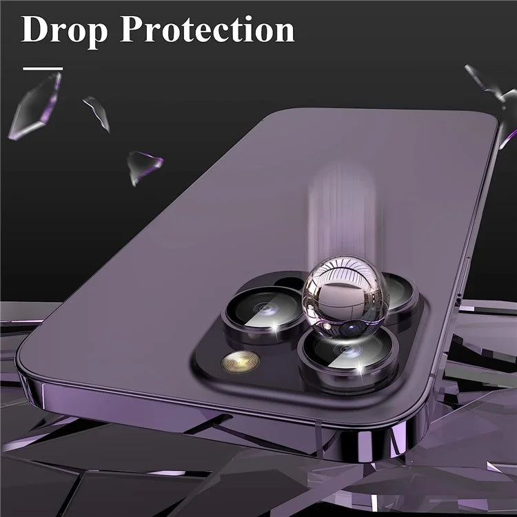 1Set For iPhone 16 Pro / 16 Pro Max Camera Lens Film Tempered Glass CD Vein Metal Ring Rear Lens Protector