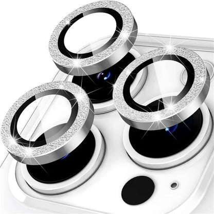 For iPhone 16 Pro / 16 Pro Max Glitter Camera Lens Film Metal Ring+Tempered Glass Phone Lens Protector