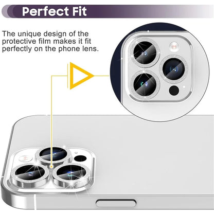 For iPhone 16 Pro / 16 Pro Max Glitter Camera Lens Film Metal Ring+Tempered Glass Phone Lens Protector