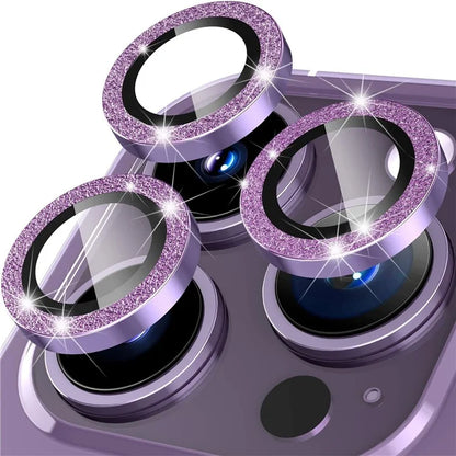 For iPhone 16 Pro / 16 Pro Max Glitter Camera Lens Film Metal Ring+Tempered Glass Phone Lens Protector