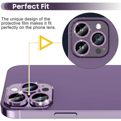 For iPhone 16 Pro / 16 Pro Max Glitter Camera Lens Film Metal Ring+Tempered Glass Phone Lens Protector