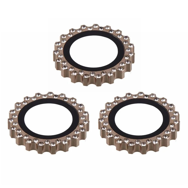 3Pcs / Set For iPhone 16 Pro Max / 16 Pro Camera Lens Protector Gear Shape Rhinestone Decor Corning Gorilla Glass Lens Film