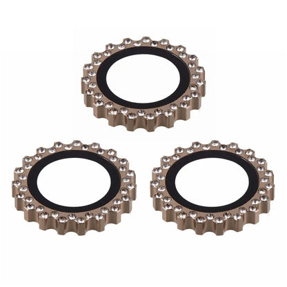 3Pcs / Set For iPhone 16 Pro Max / 16 Pro Camera Lens Protector Gear Shape Rhinestone Decor Corning Gorilla Glass Lens Film