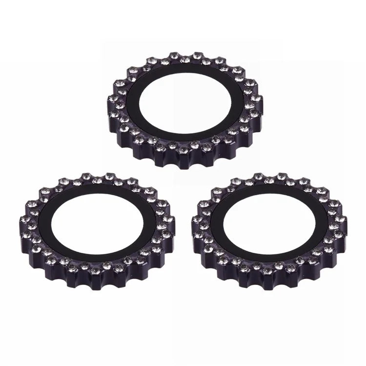 3Pcs / Set For iPhone 16 Pro Max / 16 Pro Camera Lens Protector Gear Shape Rhinestone Decor Corning Gorilla Glass Lens Film