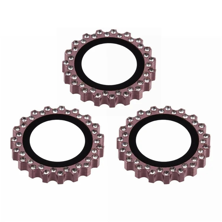 3Pcs / Set For iPhone 16 Pro Max / 16 Pro Camera Lens Protector Gear Shape Rhinestone Decor Corning Gorilla Glass Lens Film