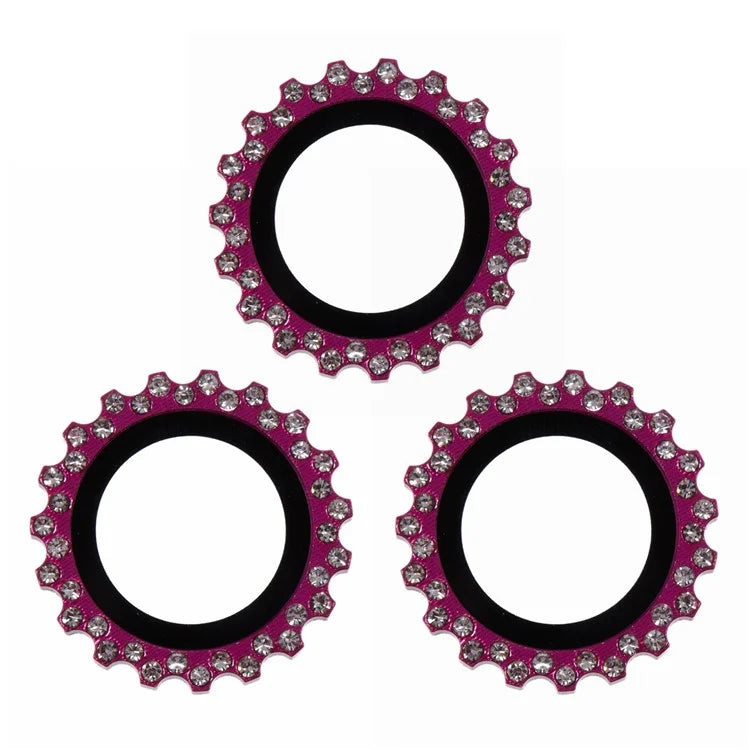 3Pcs / Set For iPhone 16 Pro Max / 16 Pro Camera Lens Protector Gear Shape Rhinestone Decor Corning Gorilla Glass Lens Film